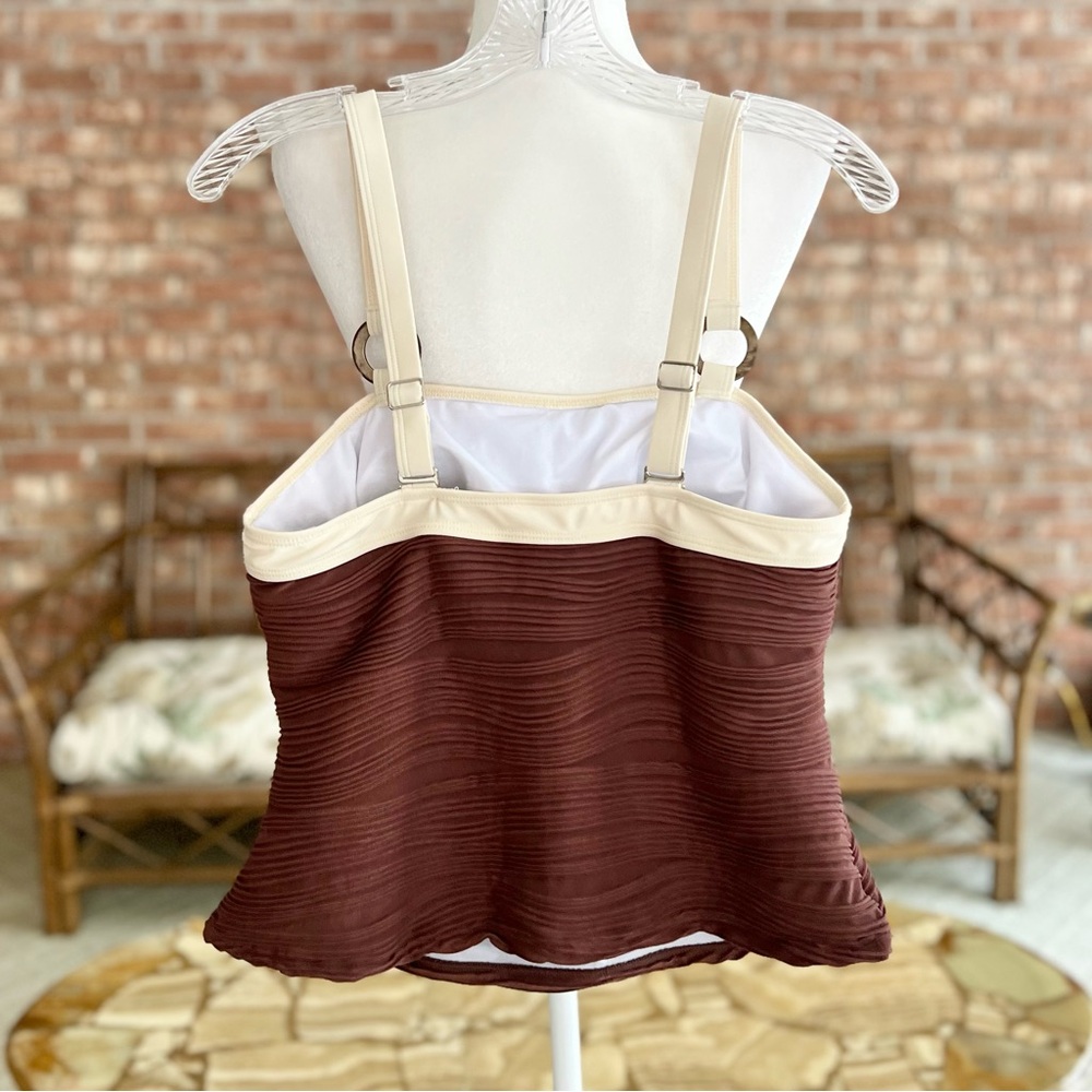 Brown and Cream Women's Tankini Set - Picture 4 of 12